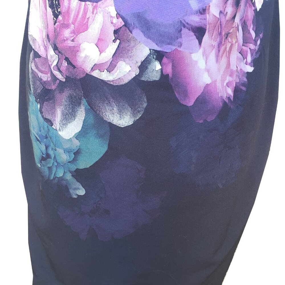Black Halo Dress Black Floral Graphic Sleeveless Sheath Spaghetti Straps 14 - Picture 3 of 9